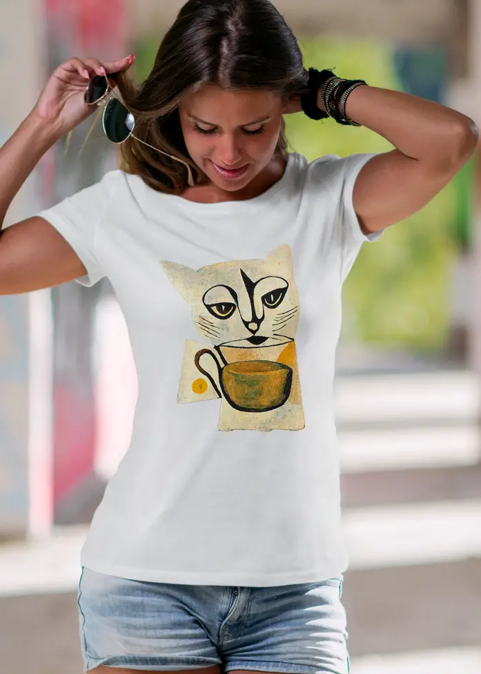 Tricou dama Cup of tea cat