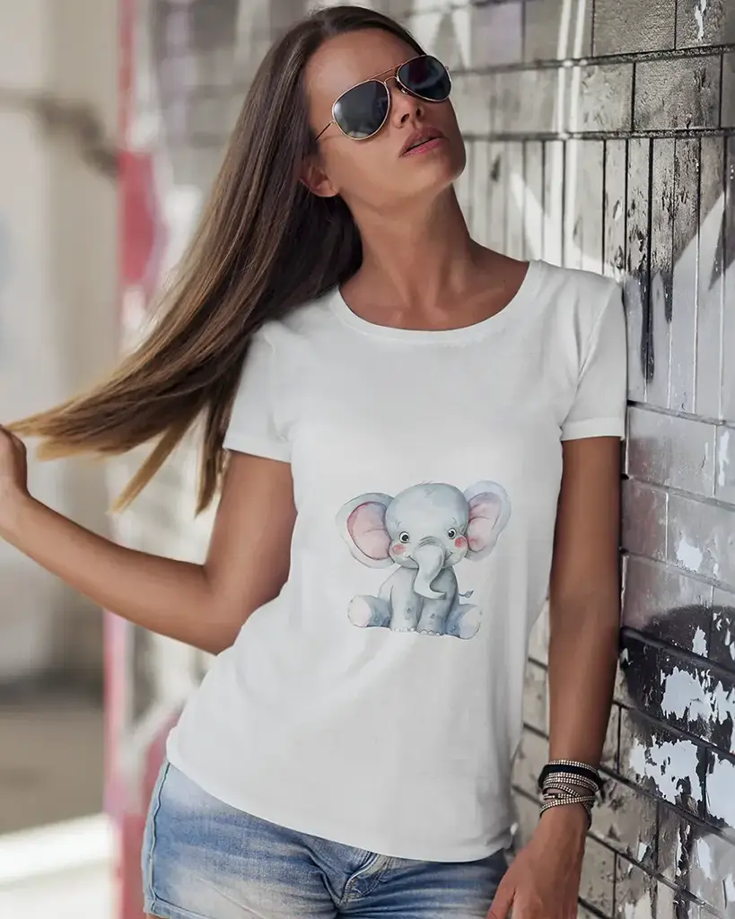 Tricou dama Cute baby elephant