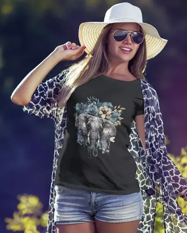 Tricou dama Elefant cu floare