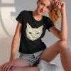 Tricou dama Geometric White Cat